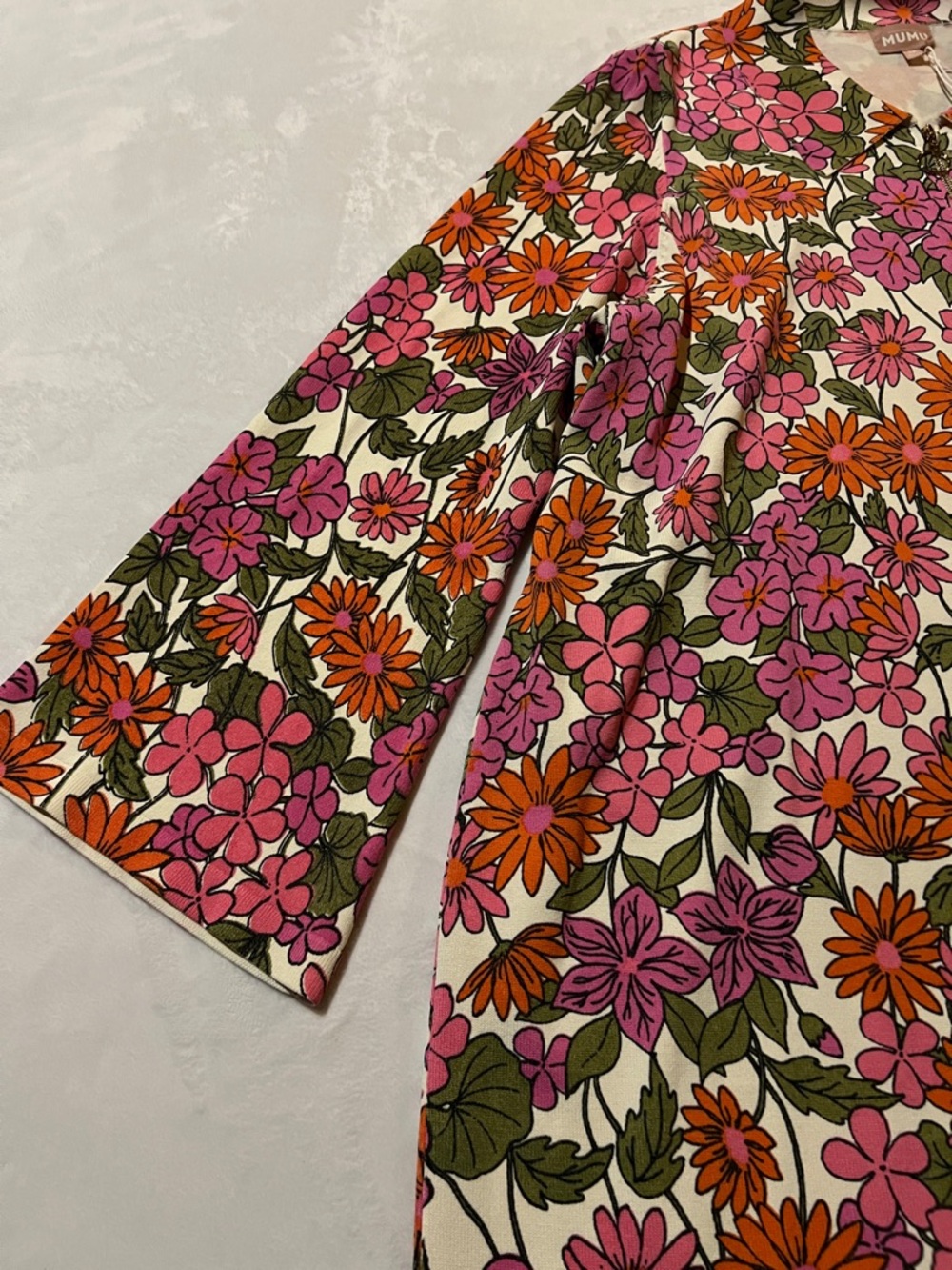 Show Me Your MuMu Pink Orange Floral V-Neck Mini Dress Cottagecore meets retro - Picture 7 of 8
